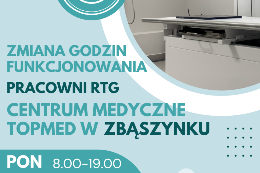 Zmiana godzin funkcjonowania naszej pracowni RTG w ZBĄSZYNKU